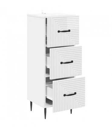 vidaXL Drawer Cabinet High Gloss White 33 x 34.5 x 89.5 cm