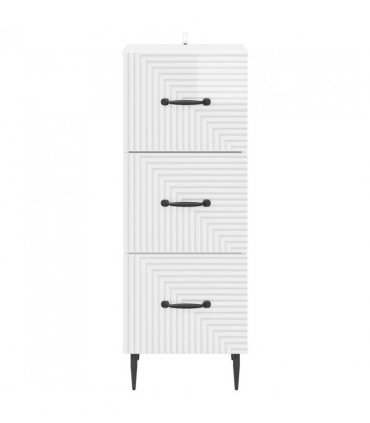 vidaXL Drawer Cabinet High Gloss White 33 x 34.5 x 89.5 cm