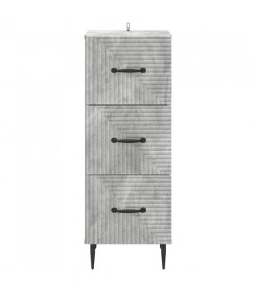 vidaXL Drawer Cabinet Concrete Grey 33 x 34.5 x 89.5 cm