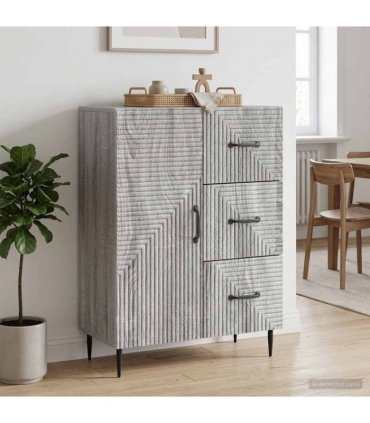 vidaXL Sideboard Grey Sonoma 66 x 34.5 x 89.5 cm Engineered Wood — V0672121178