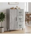 vidaXL Sideboard Grey Sonoma 66 x 34.5 x 89.5 cm Engineered Wood — V0672121178