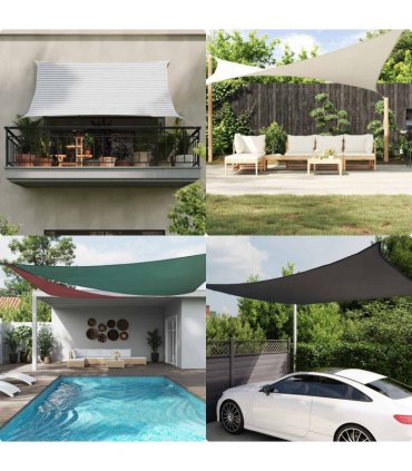 vidaXL Sun Shade Sail Light Grey and White 4 x 4 x 4 m