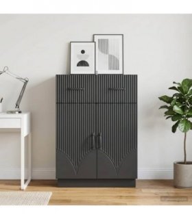 vidaXL Sideboard with Drawer Black 66 x 34.5 x 87 cm Engineered Wood — V0672122415