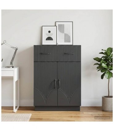 vidaXL Sideboard with Drawer Black 66 x 34.5 x 87 cm Engineered Wood — V0672122415
