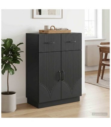 vidaXL Sideboard with Drawer Black 66 x 34.5 x 87 cm Engineered Wood — V0672122415