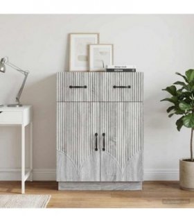 vidaXL Sideboard Grey Sonoma 66 x 34.5 x 87 cm Engineered Wood — V0672122416