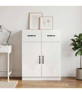 vidaXL Sideboard High Gloss White 66 x 34.5 x 87 cm Engineered Wood — V0672122417