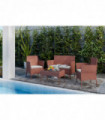 Garden Furniture Set Brown 4 Piece Rattan 58CM*55CM*80CM UV Treated Cushions