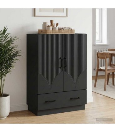 vidaXL Sideboard with Drawer Black 66 x 34.5 x 92 cm Engineered Wood — V0672122432