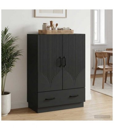 vidaXL Sideboard with Drawer Black 66 x 34.5 x 92 cm Engineered Wood — V0672122432