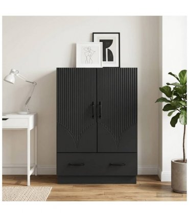 vidaXL Sideboard with Drawer Black 66 x 34.5 x 92 cm Engineered Wood — V0672122432