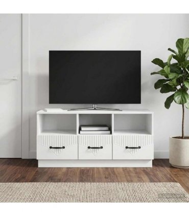 vidaXL TV Cabinet High Gloss White 102 x 34.5 x 47 cm Engineered Wood — V0672122438