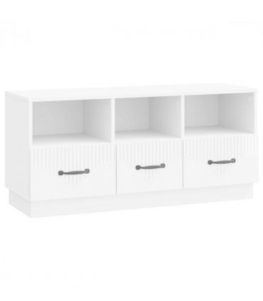 vidaXL TV Cabinet High Gloss White 102 x 34.5 x 47 cm Engineered Wood — V0672122438