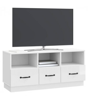 vidaXL TV Cabinet High Gloss White 102 x 34.5 x 47 cm Engineered Wood — V0672122438
