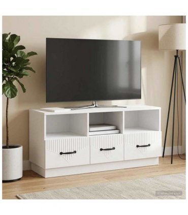 vidaXL TV Cabinet High Gloss White 102 x 34.5 x 47 cm Engineered Wood — V0672122438