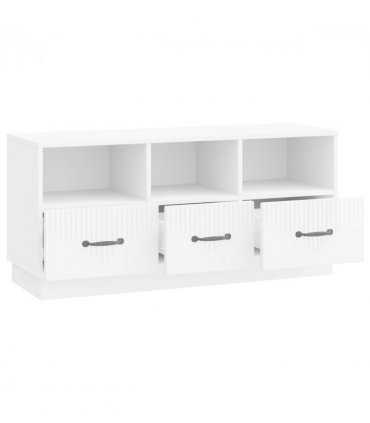 vidaXL TV Cabinet High Gloss White 102 x 34.5 x 47 cm Engineered Wood — V0672122438