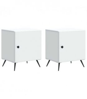 vidaXL Bedside Cabinet 2 pcs White 43 x 34.5 x 50 cm Engineered Wood — V0672122483