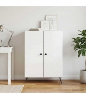 vidaXL Sideboard High Gloss White 66 x 34.5 x 90 cm Engineered Wood — V0672122484