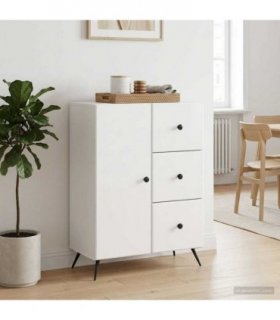 vidaXL Sideboard High Gloss White 66 x 34.5 x 90 cm Engineered Wood — V0672122520