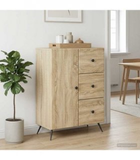 vidaXL Sideboard Sonoma Oak 66 x 34.5 x 90 cm Engineered Wood — V0672122523