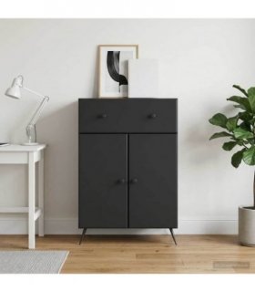 vidaXL Sideboard with Drawer Black 66 x 34.5 x 90 cm Engineered Wood — V0672122527