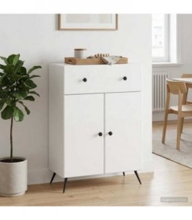 vidaXL Sideboard High Gloss White 66 x 34.5 x 90 cm Engineered Wood — V0672122531