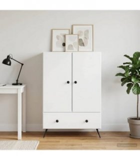 vidaXL Sideboard High Gloss White 66 x 34.5 x 95 cm Engineered Wood — V0672122540