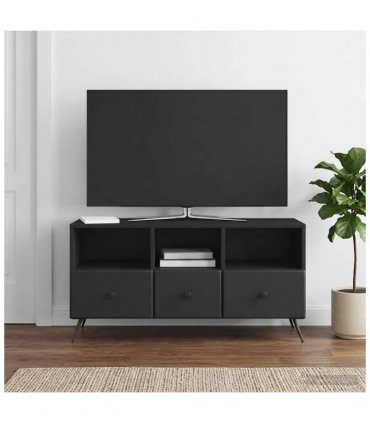 vidaXL TV Cabinet with Drawer Black 102 x 34.5 x 50 cm Engineered Wood — V0672122550