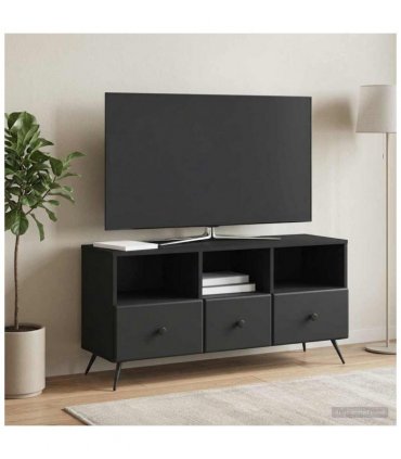 vidaXL TV Cabinet with Drawer Black 102 x 34.5 x 50 cm Engineered Wood — V0672122550