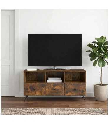 vidaXL TV Cabinet Smoked Oak 102 x 34.5 x 50 cm Engineered Wood — V0672122554