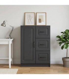 vidaXL Sideboard with Drawer Black 66 x 34.5 x 87 cm Engineered Wood — V0672122647