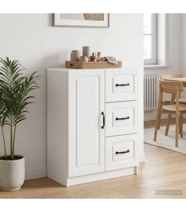 vidaXL Sideboard High Gloss White 66 x 34.5 x 87 cm Engineered Wood — V0672122652