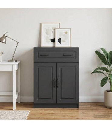 vidaXL Sideboard with Drawer Black 66 x 34.5 x 87 cm Engineered Wood — V0672122655