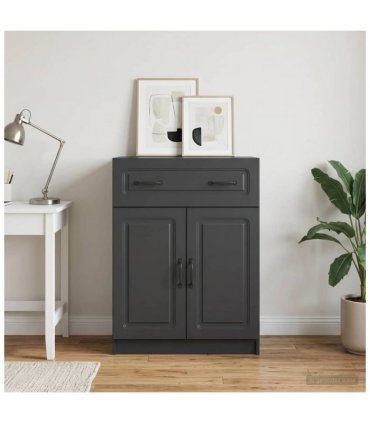 vidaXL Sideboard with Drawer Black 66 x 34.5 x 87 cm Engineered Wood — V0672122655
