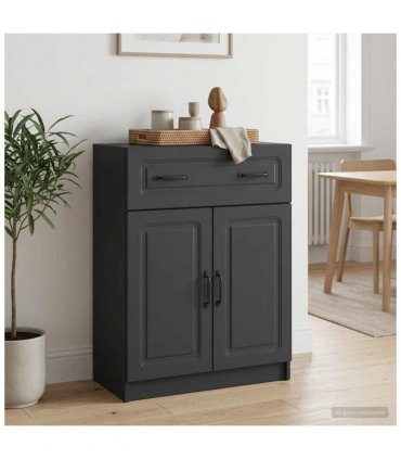 vidaXL Sideboard with Drawer Black 66 x 34.5 x 87 cm Engineered Wood — V0672122655