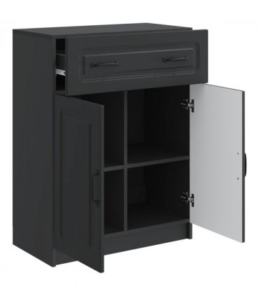 vidaXL Sideboard with Drawer Black 66 x 34.5 x 87 cm Engineered Wood — V0672122655