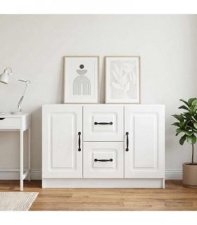 vidaXL Sideboard High Gloss White 89 x 34.5 x 57 cm Engineered Wood — V0672122672