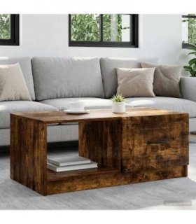 vidaXL Coffee Table Smoked Oak 90 x 50 x 37 cm Engineered Wood — V0672122733