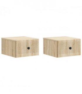 vidaXL Wall-Mounted Bedside Cabinet 2 pcs Sonoma Oak 33 x 34.5 x 20 cm — V0672122742