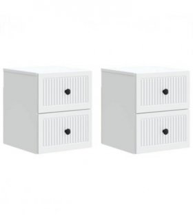 vidaXL Wall-Mounted Bedside Cabinet 2 pcs White 33 x 34.5 x 40 cm