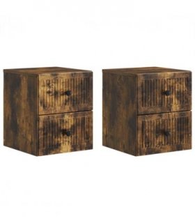 vidaXL Wall-Mounted Bedside Cabinet 2 pcs Smoked Oak 33 x 34.5 x 40 cm — V0672122748