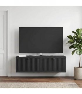 vidaXL Wall-Mounted TV Cabinet Black 98 x 31 x 30 cm Engineered Wood — V0672122789