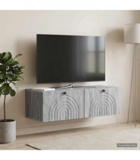 vidaXL Wall-Mounted TV Cabinet Grey Sonoma 99 x 41 x 30 cm — Size: 98 x 41 x 30 cm