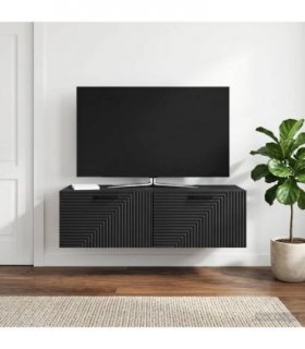 vidaXL Wall-Mounted TV Cabinet Black 98 x 41 x 30 cm Engineered Wood — Size: 98 x 41 cm