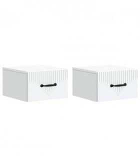 vidaXL Wall-Mounted Bedside Cabinet 2 pcs White 34.5 x 33 x 20 cm — V0672123066