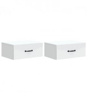 vidaXL Wall-Mounted Bedside Cabinet 2 pcs White 49 x 34.5 x 20 cm — V0672123067