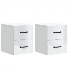 vidaXL Wall-Mounted Bedside Cabinet 2 pcs White 34.5 x 33 x 40 cm — V0672123068