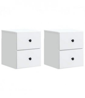 vidaXL Wall-Mounted Bedside Cabinet 2 pcs White 34.5 x 33 x 40 cm — V0672123077