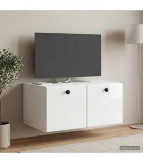 vidaXL Wall-Mounted TV Cabinet 59.5 x 41 x 30 cm High Gloss White — Size: 59.5 x 41 cm