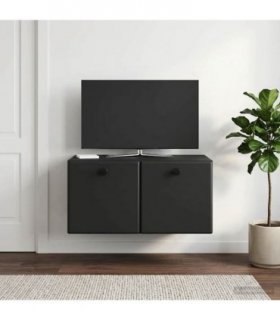 vidaXL Wall-Mounted TV Cabinet 59.5 x 41 x 30 cm Black Engineered Wood — Size: 59.5 x 41 cm